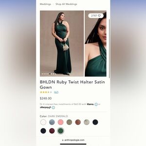 NWT!! BHDLN Dark Emerald Bridesmaid Dress